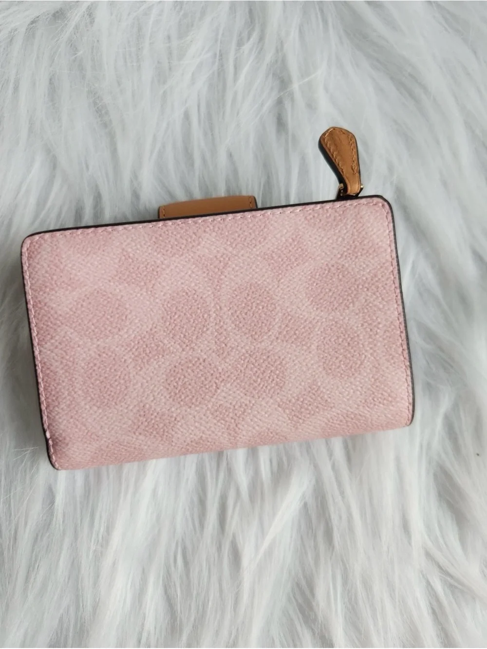 Coach Powder Pink Medium Corner Zip Wallet In Signature Canvas